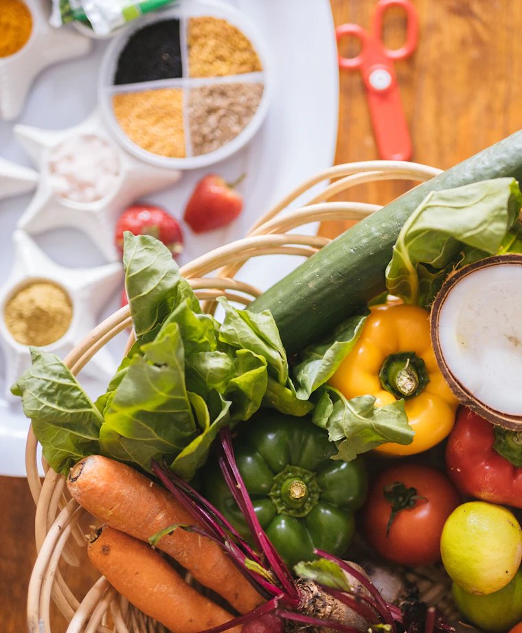 Basket of fresh vegetables